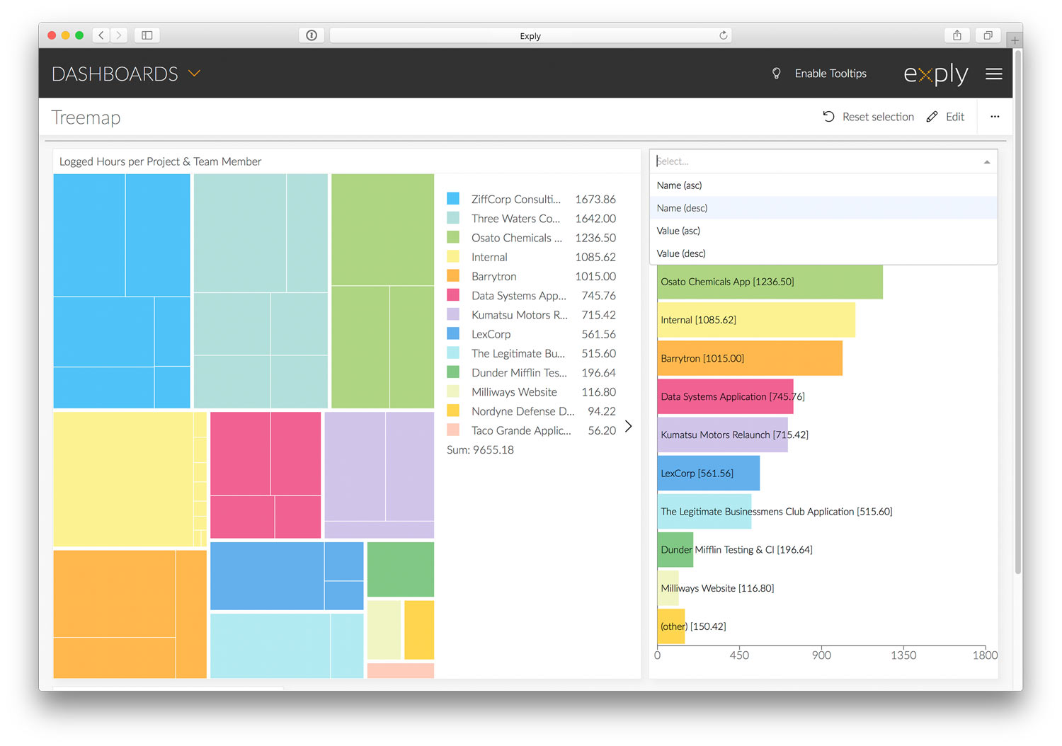 Exply 3.15.0 with new Treemap Widget & Sorting for Row Charts Exply 3.15.0 features the new Treemap Widget & Sorting for Row Charts