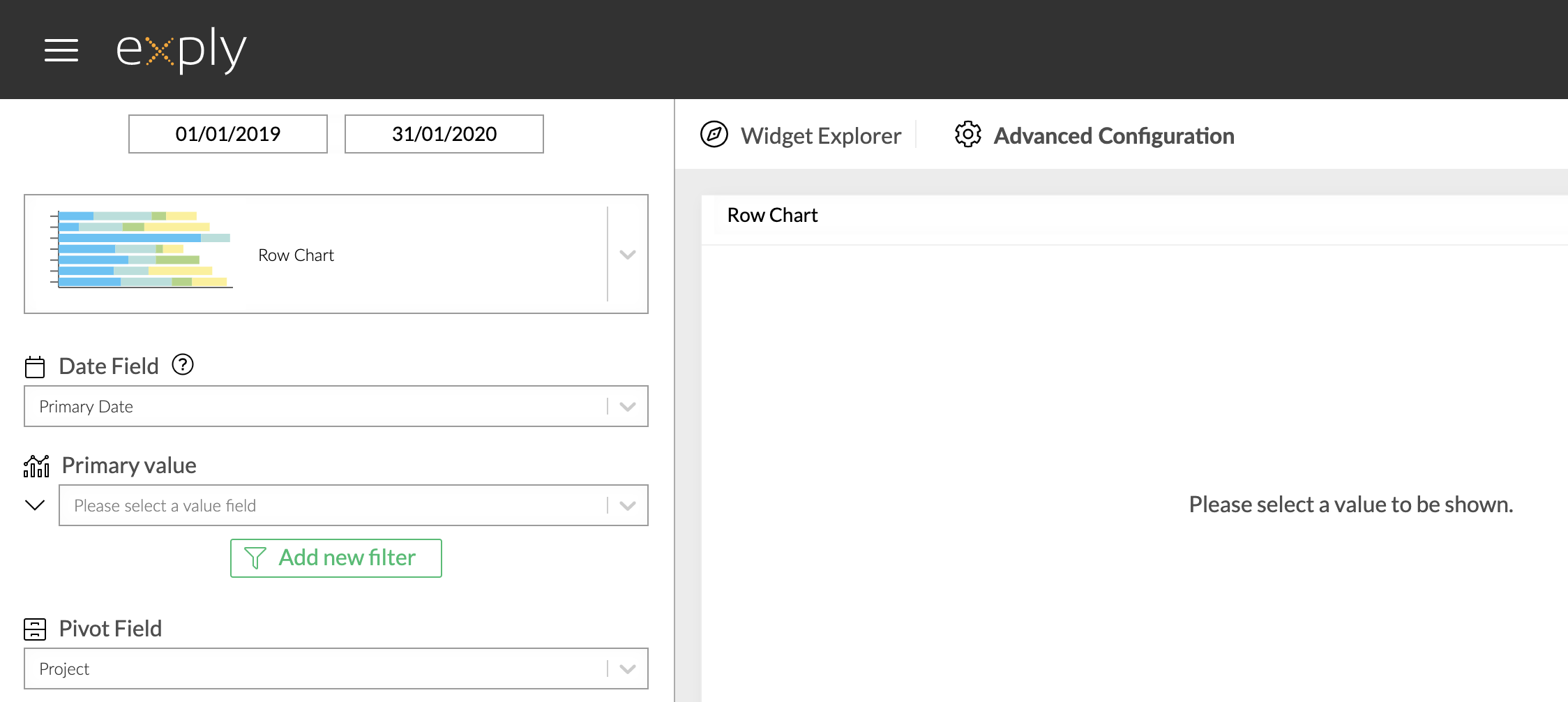 Data filter in advanced Widget configuration