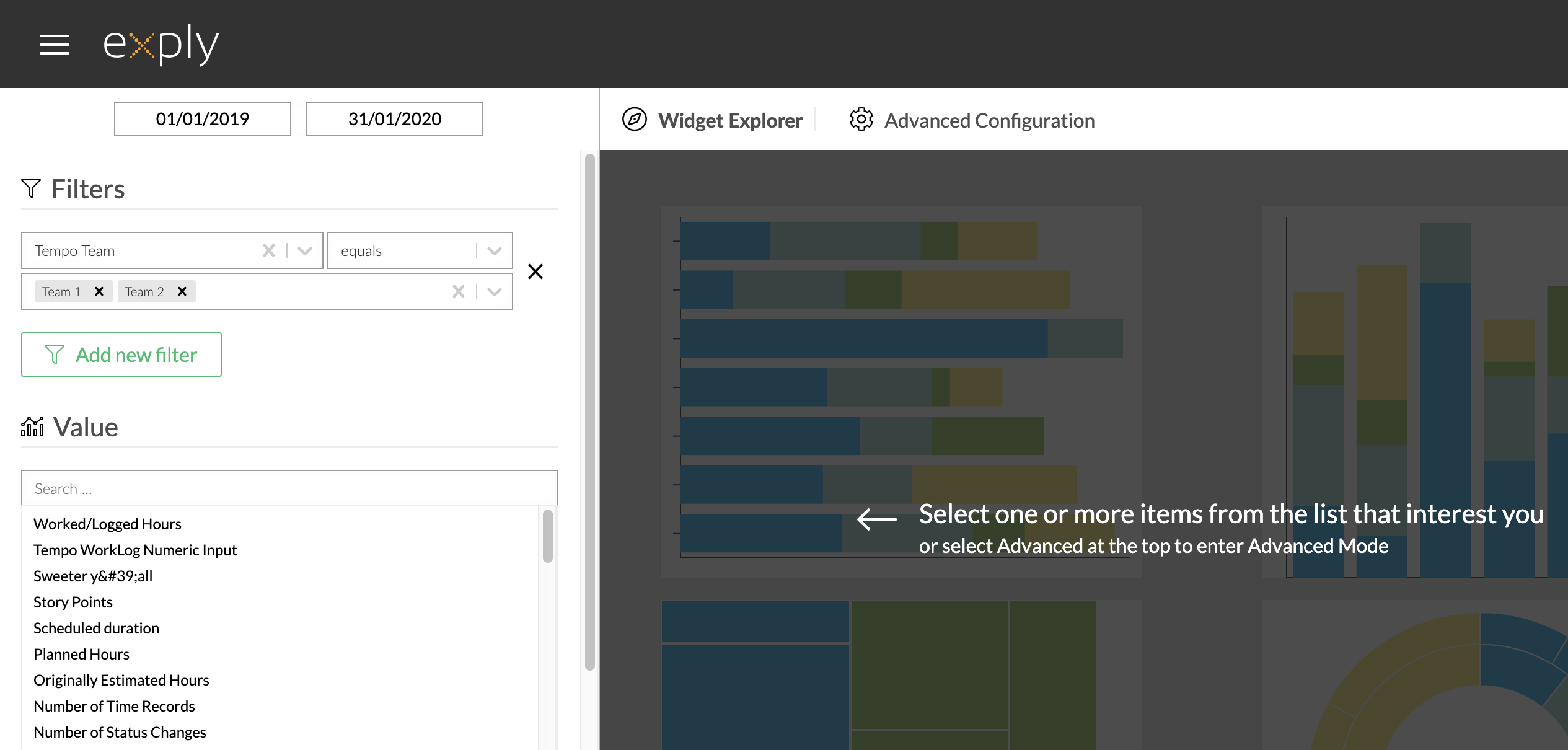 Data filter in Widgets with filter