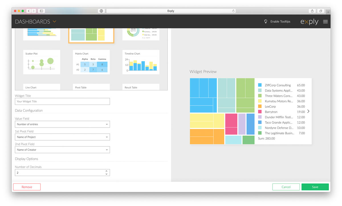 How to configure the Treemap Chart