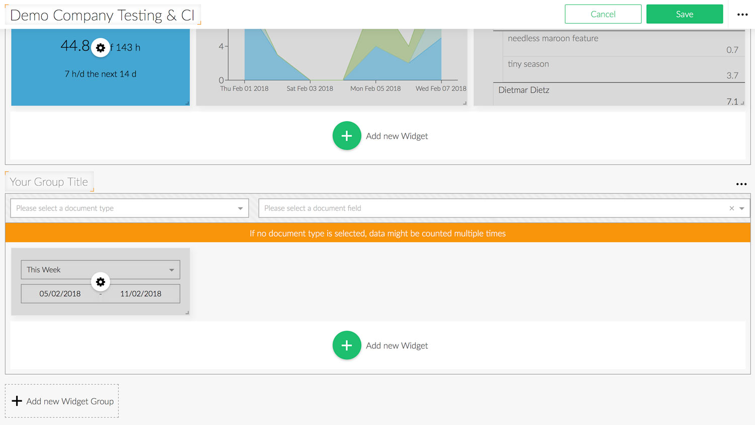 Add a new Widget Group Screen how to add a new Widget Group